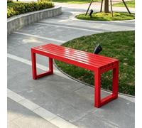 Tqoiozxa Banc de Jardin sans Dossier, Banc Public en Acier Galvanisé Résistant aux Intempéries pour Terrasse, École, Parc & Jardin, Design Moderne(Red,100cm/39.3in)