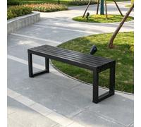Tqoiozxa Banc de Jardin sans Dossier, Banc Public en Acier Galvanisé Résistant aux Intempéries pour Terrasse, École, Parc & Jardin, Design Moderne(Black,150cm/59in)