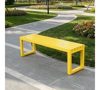 Tqoiozxa Banc de Jardin sans Dossier, Banc Public en Acier Galvanisé Résistant aux Intempéries pour Terrasse, École, Parc & Jardin, Design Moderne(Yellow,220cm/86.6in)