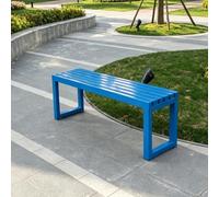 Tqoiozxa Banc de Jardin sans Dossier, Banc Public en Acier Galvanisé Résistant aux Intempéries pour Terrasse, École, Parc & Jardin, Design Moderne(Blue,220cm/86.6in)