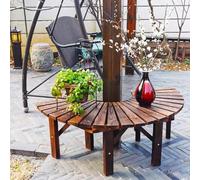 Tqoiozxa Banc de Tour d'arbre Modulaire, Banc de Jardin en Bois Massif Carbonisé, Siège Flexible en S & Support pour Plantes pour Patio, Parc(Semicircle)