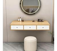 Tqoiozxa Coiffeuse Suspendue avec Tiroir Partitionné, Table de Maquillage Murale Gain de Place, Étagère Flottante Moderne en Bois pour Chambre, Bureau(Wood,140cm/55.1in)