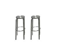 Tqoiozxa Ensemble Table et tabourets de Bar en Acier Inoxydable de Style Industriel - Gain de Place, Base Stable, Facile à Nettoyer pour cafés, Salons de thé et Bars(High Stool x 2PCS)