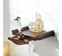 Tqoiozxa Étagère d'autel de Bouddha à fixation murale pour table de culte Avalokitesvara, niche en bois, avec tiroir, pour Pooja et encens Hommage (sans dossier)