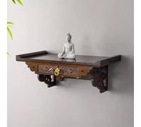 Tqoiozxa Fixé au Mur Petite autel de sanctuaire de Bouddha Table D'Autel Support de Statue Bouddhiste Nouveau Style Chinois Socle de la Statue de Bouddha en Bambou(50 * 30 * 20cm/19.7 * 11.8 * 7.9in)