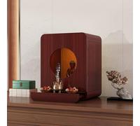 Tqoiozxa Table d'autel bouddhiste moderne et minimaliste pour la maison, armoire Bouddha en bois avec tiroir et lumière LED pour Guanyin, dieu de la richesse (teck B, grand)