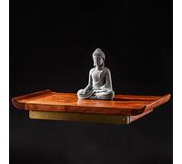 Tqoiozxa Table de méditation murale en bois pour niches de Bouddha chinois personnel, table de méditation, table d'autel mural en bois, statue Feng Shui, Guan Gong, Guanyin Pooja (noyer, 58 cm)