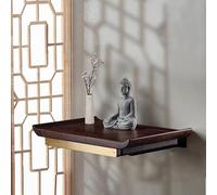 Tqoiozxa Table de méditation murale en bois pour niches de Bouddha chinois personnel, table de méditation, table d'autel mural en bois, statue Feng Shui, Guan Gong, Guanyin Pooja (noyer foncé, 68 cm)