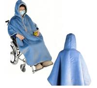 TQPGJJL Poncho élégant et ultra-doux for fauteuil roulant avec capuche- femmes et hommes, cadeau chaleureux for personnes âgées et handicapées, plusieurs couleurs(C,Double-sided)