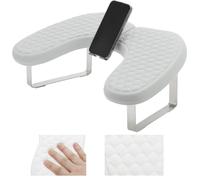 TQPGJJL Repose-Bras Compact for Ongles avec Support de téléphone - Coussin de manucure en Forme de U Peu encombrant for Petits Salons et Technologies Mobiles, Cuir PU (45 x 31 x 18 cm)(Gray)