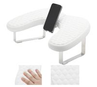 TQPGJJL Repose-Bras Compact for Ongles avec Support de téléphone - Coussin de manucure en Forme de U Peu encombrant for Petits Salons et Technologies Mobiles, Cuir PU (45 x 31 x 18 cm)(White)