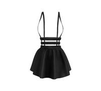 TQPUWT Fille Elastique Court Midi Jupe, Jupe Mini évasée en Polyester, Jupe Mini pour Fille, Femmes Rétro Jupe Basique Plissée, Mignon évasée Bandoulière Jupe, pour Femme, Noir, L