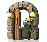 TQPXZO Figurines de dragon de jardin décoratives en résine - Sculpture de dragon - Porte ouverte - Figurines décoratives de jardin pour l'extérieur - Figurines décoratives pour cadeau maman