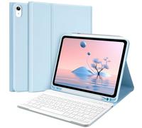 TQQ Étui avec clavier pour iPad Air 11" (M3 2025/M2 2024) et Air 4e/5e génération, clavier magnétique sans fil amovible, support avec porte-crayon, fin et léger (bleu)