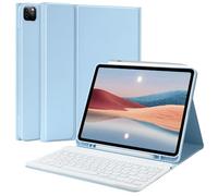 TQQ Étui pour iPad Air 13" (M3/M2, 2025/2024) et Pro 12,9" avec Clavier, étui de Clavier pour iPad Pro 12,9" 6e/5e génération - avec Porte-Crayon pour iPad Air 13"/iPad Pro 12,9" (Bleu)