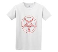 TQQCA BEAR Baphomet Pentagram Sign Aleister Crowley Satanic Pentagram Circle 666 Casual Round Neck T Shirt White 3XL