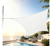 TQQEPOOL Voile Ombre Terrasse, Pergola Jardin Exterieur | HDPE, Transpirable, Inoxydable, Anti-décoloration, Résistant, Maille Plate, Piscine Abri(Cream,Rectangle2.5*3M)
