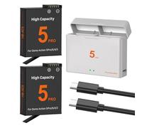 TQTHL OSMO Action 5 Pro/4/3 Lot de 2 Batteries de Remplacement 2800mAh, USB Type-C, Double Canal, Chargeur LED pour OSMO Action 5 Pro/OSMO Action 4/OSMO Action 3 (2 x Batterie + 1 x Charge)
