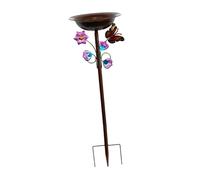 TQUXNGA Bain d'oiseaux décoratif en fer monté au sol et station d'alimentation autoportante pour oiseaux pour jardin, faune sauvage, bain d'oiseaux en fer