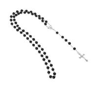 TQUXNGA Collier chapelet fleur rose avec pendentif croix, Black | Pendentif fleur de rose, bijoux religieux catholiques, pour filles et femmes, de première communion, collier