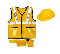 TQUXNGA Costumes d ' ouvrier du bâtiment 2/3 pièces | Chapeau de Construction de ceinture et gilet de Costume pour, tenues de carrière de constructeur