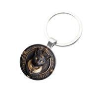 TQUXNGA Egyptian Culture Porte-clés élégant en 2D Motif chats noirs