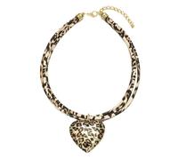 TQUXNGA Élégant collier cordon imprimé léopard avec pendentif cœur unique tendance double couche accessoires pour femme collier en métal exagéré, taille unique, Comme décrit, Comme décrit.