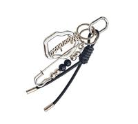 TQUXNGA Élégant miroir cosmétique en verre avec porte-clés en cuir, outil de beauté portable, broche à la mode, support en métal, breloque de sac à breloque, pendentif cosmétique multifonctionnel