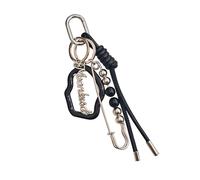 TQUXNGA Élégant miroir cosmétique en verre avec porte-clés en cuir, outil de beauté portable, broche à la mode, support en métal, breloque de sac à breloque, pendentif cosmétique multifonctionnel