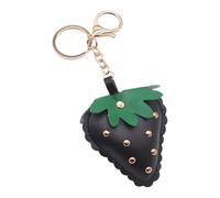 TQUXNGA Élégant support clouté en cuir PU motif fraise pour porte-clés de voiture anneau en métal accessoire de mode en métal accessoire de mode en métal, Noir , taille unique