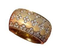 TQUXNGA Élégante bague rétro trèfle à quatre feuilles zircon ton or large bande en cuivre bijoux pour femmes fêtes et occasions spéciales étincelants accents de diamants larges, taille unique, Comme