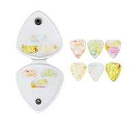 TQUXNGA Étui en cuir synthétique pour médiators de guitare avec 6 médiators, 0,58 mm, QAutumn colors, Motif serpentin violet transparent
