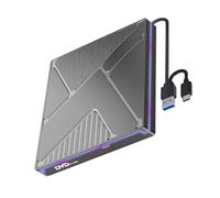 TQUXNGA Lecteur de disque externe avec éclairage couleur, port USB 3.0 de type C, gravure 24x, transfert de données rapide pour PC portable, léger et portable