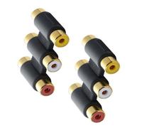 TQUXNGA Lot de 2 adaptateurs coupleurs 3RCA femelle vers femelle plaqués or pour transmission de signaux vidéo