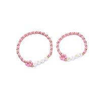 TQUXNGA Lot de 2 bracelets empilables en forme de cœur et fleurs bleues pour un look élégant et décontracté, taille unique, Comme décrit