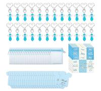 TQUXNGA Lot de 24 porte-clés en cristal angélique avec étiquettes en organza pour baptêmes et fêtes prénatales