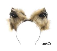 TQUXNGA Oreille en peluche participative avec batterie rechargeable et action dynamique pour fêtes d'Halloween, doux et confortable