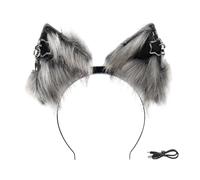 TQUXNGA Oreille en peluche participative avec batterie rechargeable et action dynamique pour fêtes d'Halloween, doux et confortable