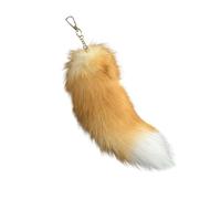 TQUXNGA Porte-clés de luxe en forme de grande queue de 35 cm en peluche douce à suspendre pour décoration de sac, clés de voiture, portefeuille, porte-monnaie, accessoires pour femme, E, taille unique