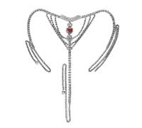 TQUXNGA String en cristal pour femme avec chaîne de taille en forme de cœur et strass pour boîte de nuit sexy, Argenté., As detailed discription