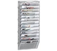 TQVAI 14 Compartiments Métal Porte Revue Mural Porte Documents A4 Organisateur De Bureau Rangement Papier Dossier Suspendus, Argent