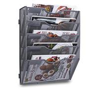 TQVAI 5 Compartiments Porte Revue Mural Métal Rangement Document Papier A4 Dossier Papeterie Organisateur Mural pour Bureau, Maison, École, Argent