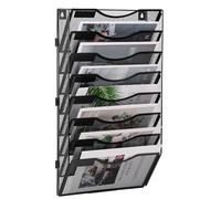 TQVAI 8 Compartiments Porte Revue Mural Métal Rangement Document Papier A4 Dossier Papeterie Organisateur Mural pour Bureau, Maison, École, Noir