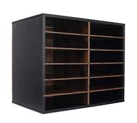 TQVAI Organiseur de bureau réglable en bois pour ranger des documents, du courrier et du papier - Pour la maison et le bureau - Boîte aux lettres à l'école - 12 compartiments - Gris rétro / blanc