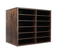 TQVAI Organiseur de bureau réglable en bois pour ranger des documents, du courrier ou du papier - Boîte aux lettres pour la maison et le bureau - 12 compartiments - Noir/archaize