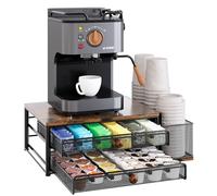 TQVAI Porte Capsule Dolce Gusto, Support à 2 Niveaux 60 Rangement Capsule Tiroir, avec 3 Compartiments de Rangement Pour Gobelets Jetables, Organiseur de Comptoir de Cuisine, Noir