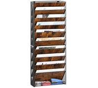 TQVAI Rangement Document Mural, 10 Compartiments Porte Revue Mural Bois Papier A4 Dossier Papeterie Organisateur de Bureau pour Bureau, Maison, École, Noir/Antique