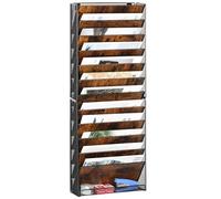 TQVAI Rangement Document Mural, 12 Compartiments Porte Revue Mural Bois Papier A4 Dossier Papeterie Organisateur de Bureau pour Bureau, Maison, École, Noir/Antique