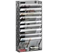 TQVAI Rangement Document Organisateur Mural, 10 Compartiments Porte Revue Mural Métal Papier A4 Dossier Papeterie pour Bureau, Maison, École, Noir