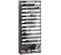 TQVAI Rangement Document Organisateur Mural, 14 Compartiments Porte Revue Mural Métal Papier A4 Dossier Papeterie pour Bureau, Maison, École, Noir